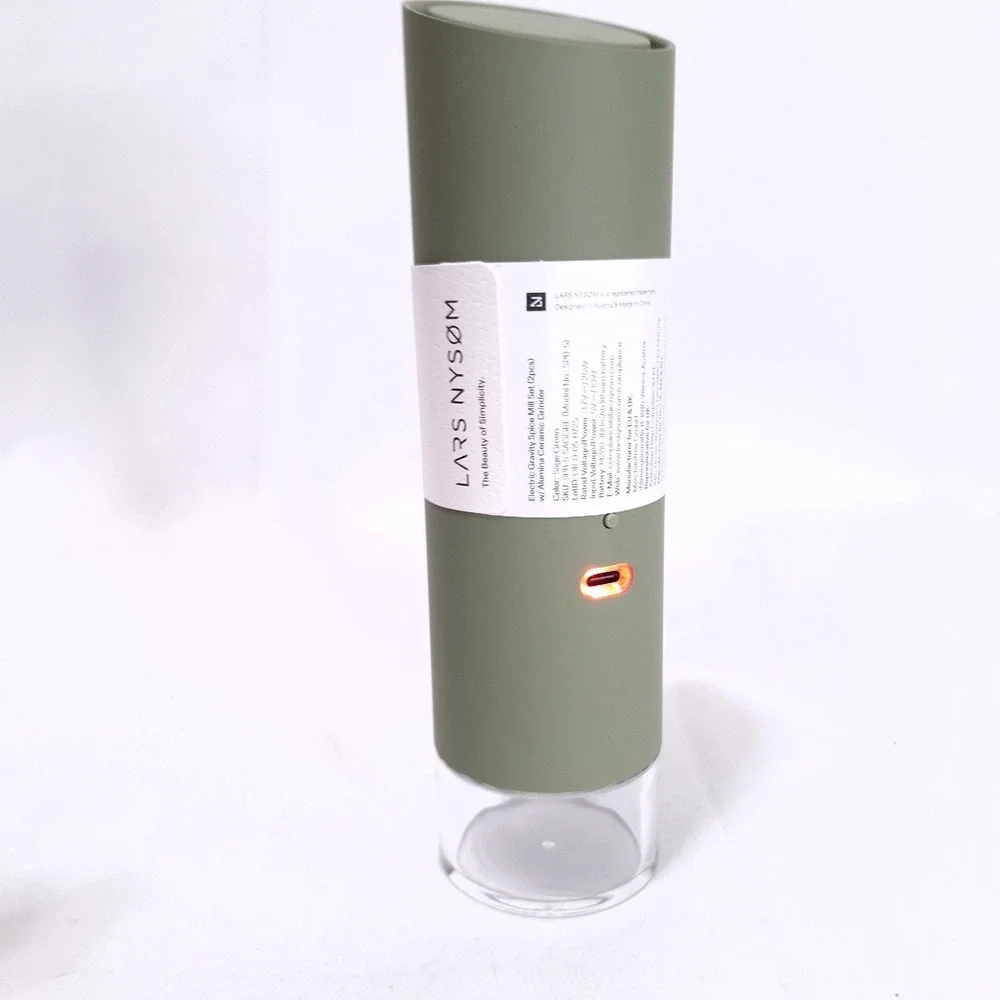 Lars Nysom Electric Gravity Spice Mill Set‎ Sage Green Ceramic Grinder NIB